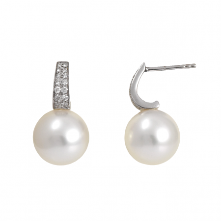 Autore South Sea Pearl and Diamond Hoop Earrings
