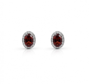 Garnet And Diamond Halo Earrings | B22210