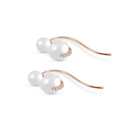 Freshwater Pearl And Diamond Hook Earrings