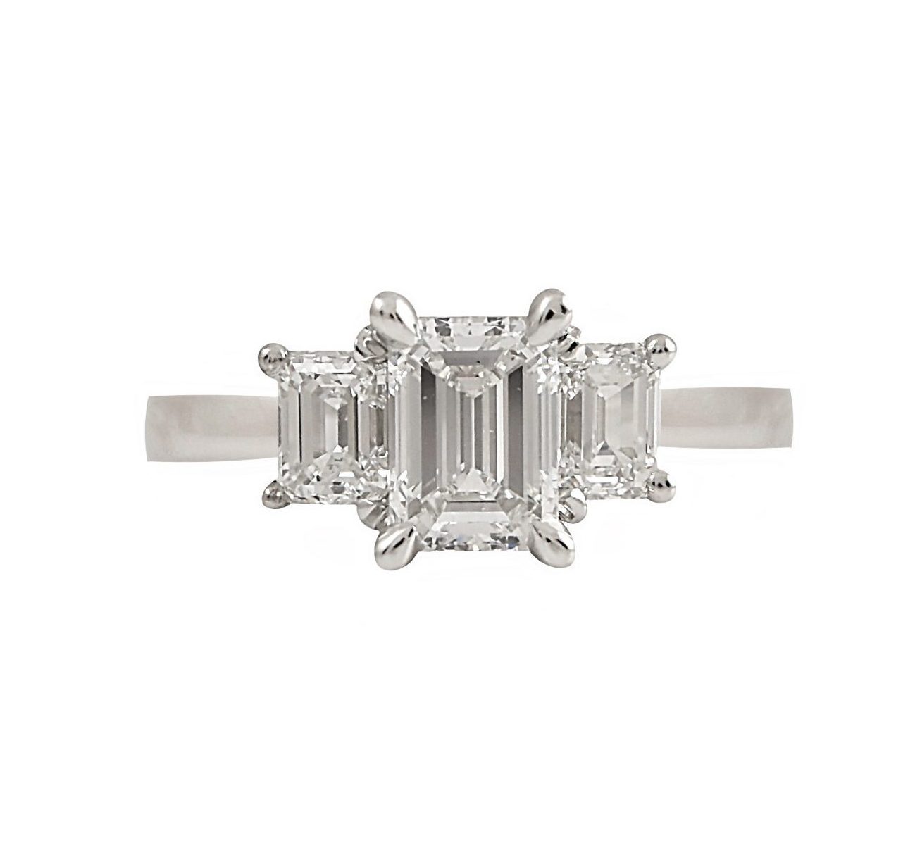 Emerald Cut Diamond Trilogy Engagement Ring B24061
