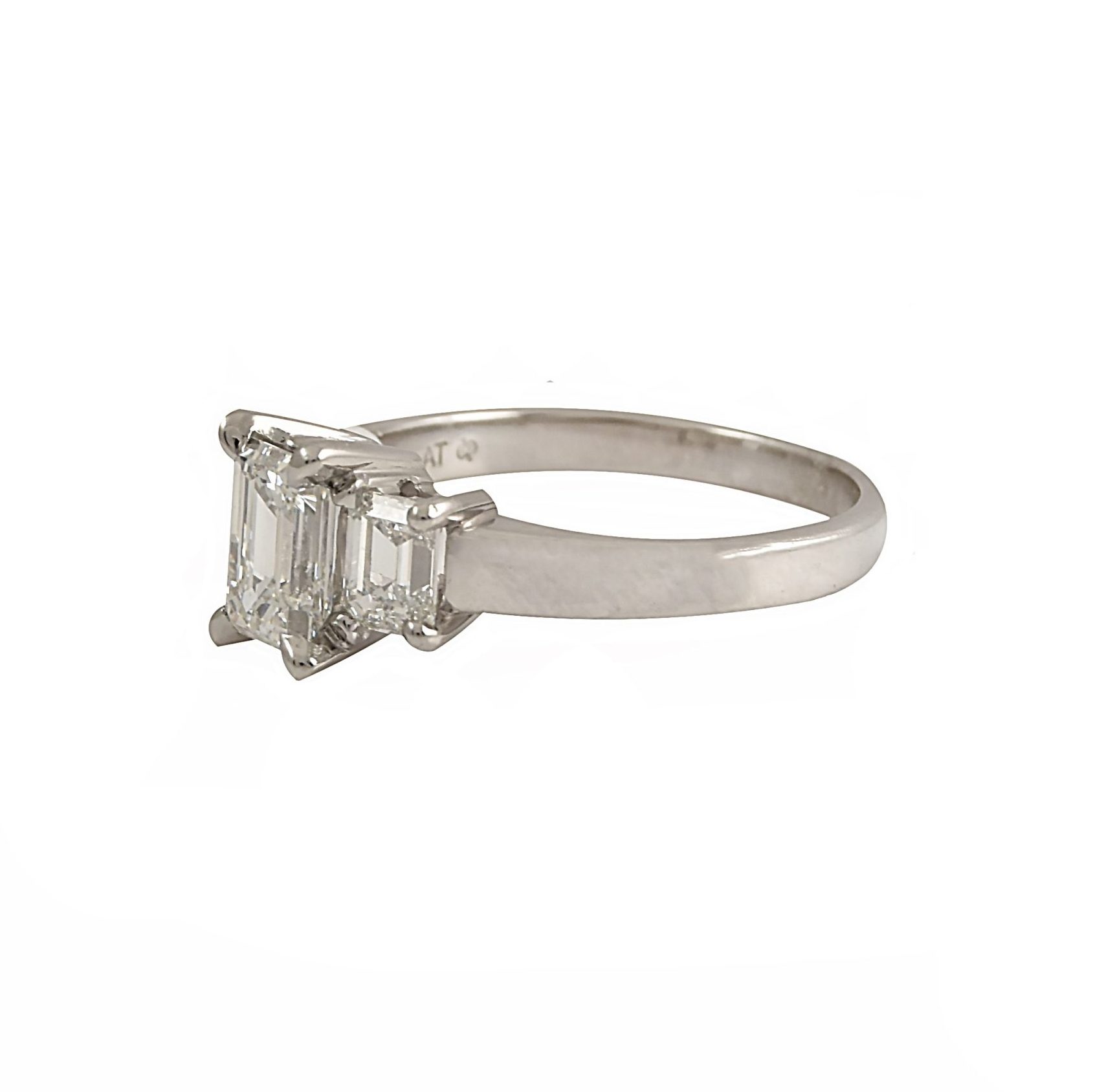 Emerald Cut Diamond Trilogy Engagement Ring B24061