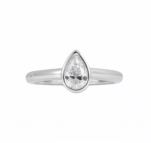 Pear Cut Diamond Solitaire Engagement Ring