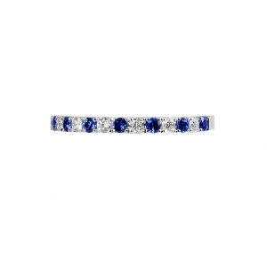 wedding band with diamonds and blue sapphires