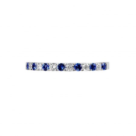 wedding band with diamonds and blue sapphires