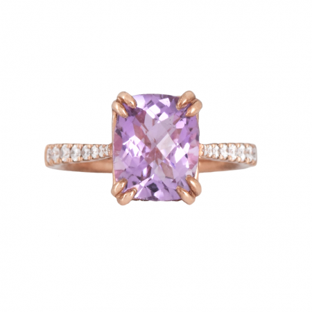 Rose gold amethyst and diamond dress ring