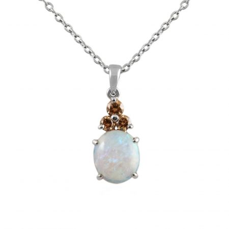 Opal and cognac diamond pendant