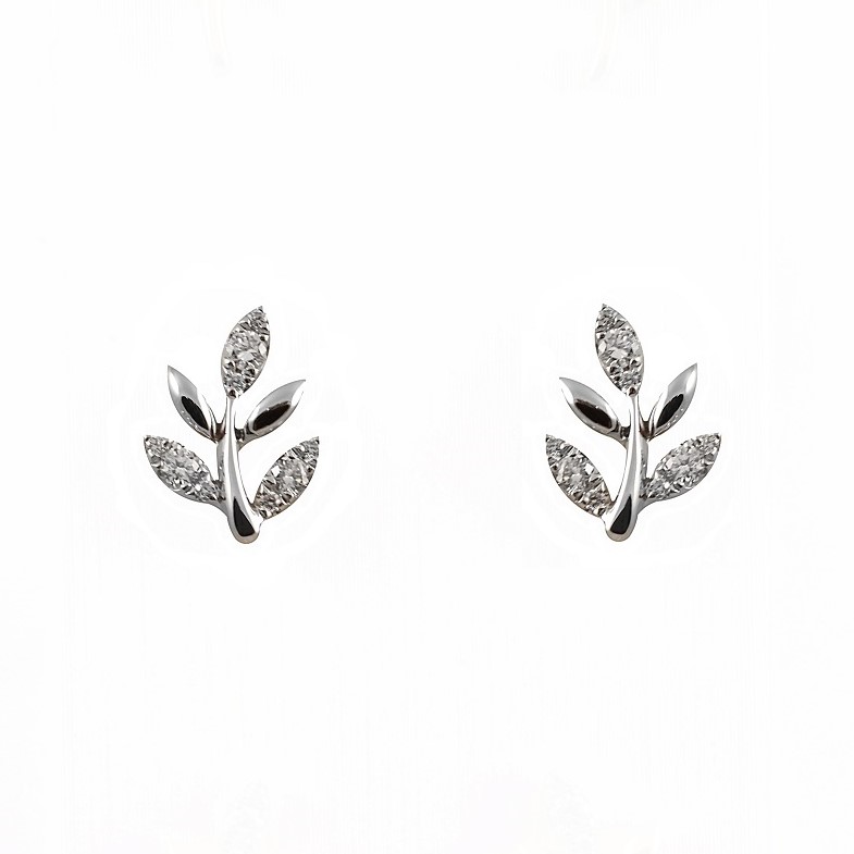Large diamond leaf stud earrings | B25406 • Diamonds & Pearls Perth