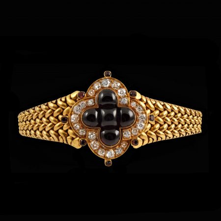 Victorian cabochon garnet and diamond bracelet