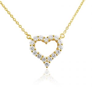 Heart shape pendant in 18K yellow gold with diamonds