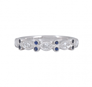 Marquise Diamonds and Round Sapphires Band