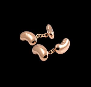 Funky Rose Gold Bean Cuff Links made in 1912, they are made in 9K Rose Gold and are the original Bean design.