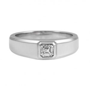 Ascher cut unisex ring in platinum
