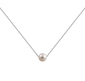 This Fresh Water pearl sliding necklace is a classic,  made in 9K white gold, 10mm fresh water pearl. Pearl size: 1 = 10mm
