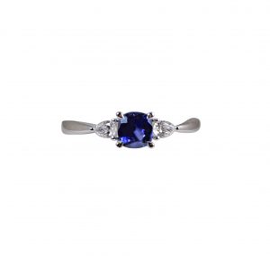 blue gemstone and diamond ring