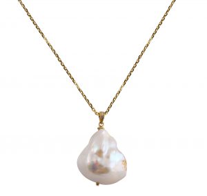 baroque pearl and diamond pendant