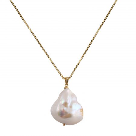 baroque pearl and diamond pendant