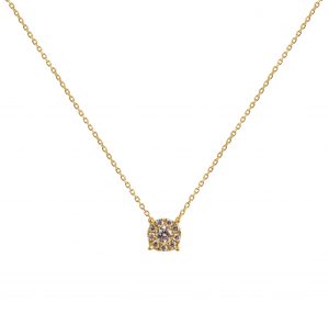 yellow gold cluster diamond pendant