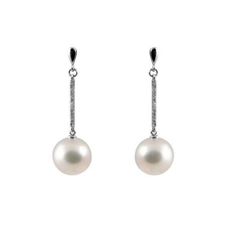 South sea pearl and diamond drop earrings
