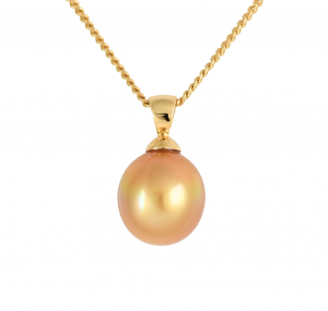 yellow gold golden pearl pendant