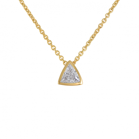 Bezel set trillion diamond necklace