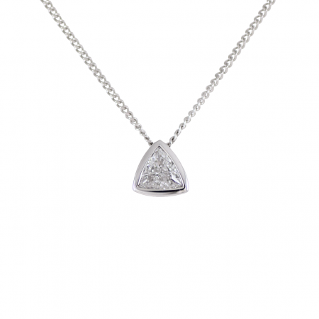 Bezel set trillion diamond necklace