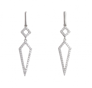 white gold geometric diamond earrings