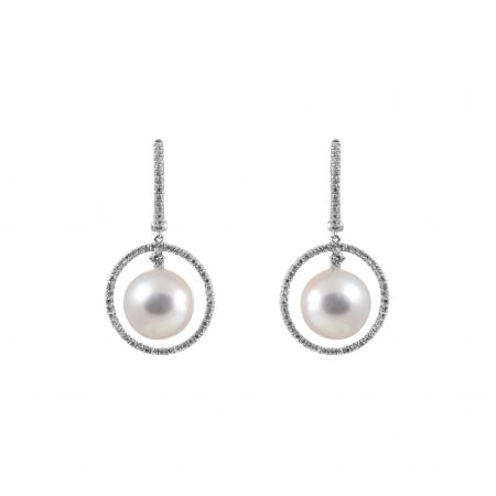 South Sea pearl wide halo earrings