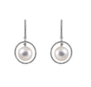 South Sea pearl wide halo earrings