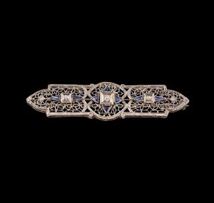 Art Deco Brooch With Diamonds And Sapphires