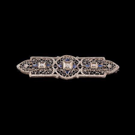 Art Deco Brooch With Diamonds And Sapphires