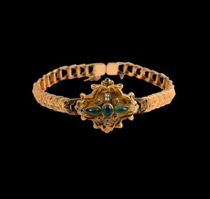 Victorian Cabochon Emerald And Diamond Bracelet