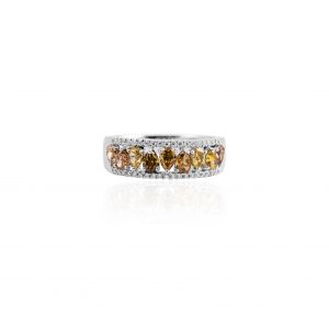 white gold multi coloured pear cut diamond ring