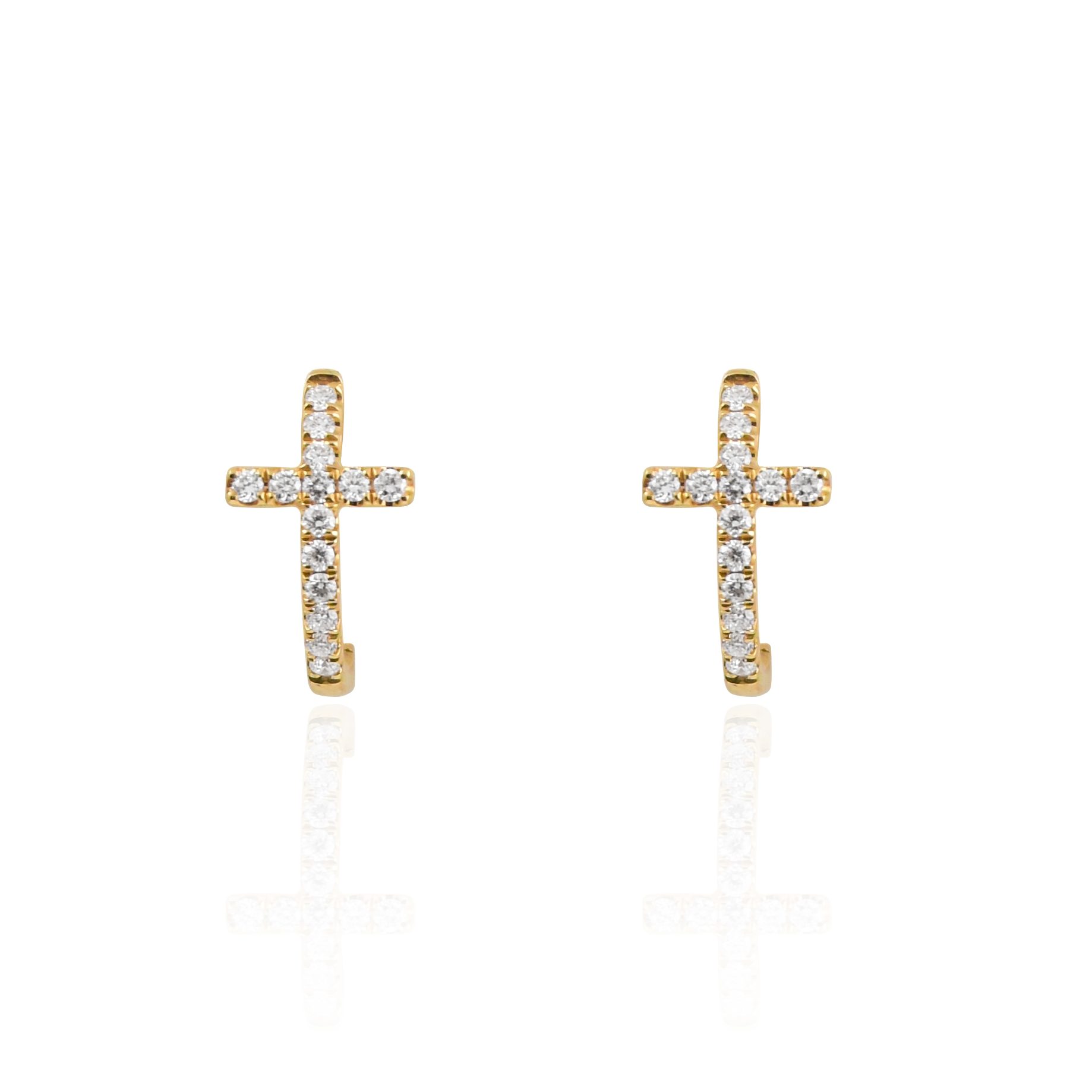atjewels Round White CZ Cross Stud Earrings in 14k Rose Gold Over On 9 –  atjewels.in