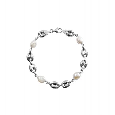 Silver keshi pearl bracelet