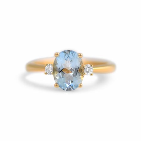 oval auqamarine and diamond ring