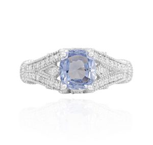 Cushion sapphire and diamond ring