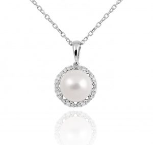 white gold pearl and diamond necklace