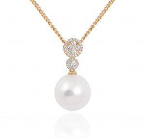 South sea pearl and diamond halo pendant