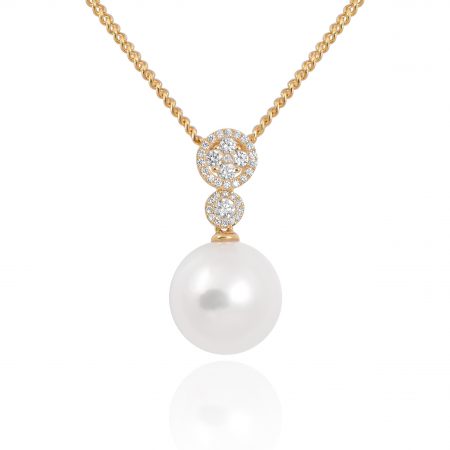 South sea pearl and diamond halo pendant