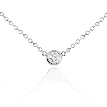 Bezel set round diamond necklace
