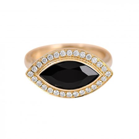 Black spinel diamond ring