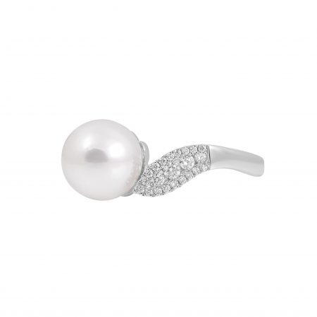 south sea pearl and diamond floral ring