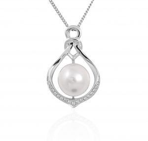 South sea pearl diamond twist pendant