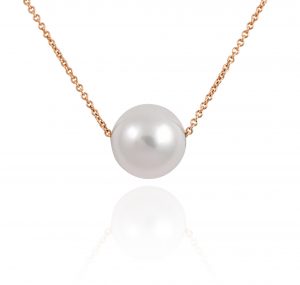 SS pearl floating necklace rose gold