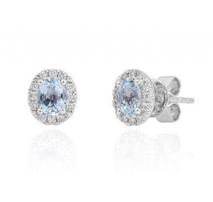 Aquamarine and diamond halo earrings