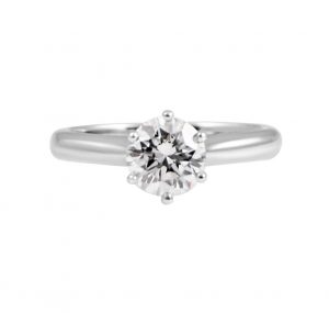 white gold six claw round diamond engagement ring