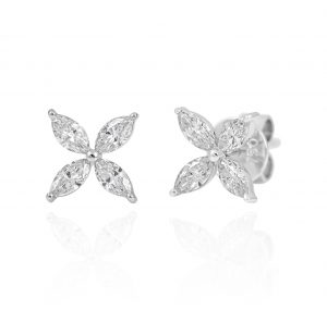marquise flower diamond earrings