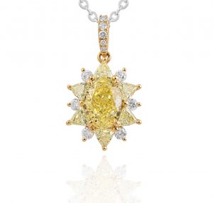 Fancy intense yellow diamond pendant