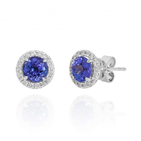 tanzanite diamond halo earrings