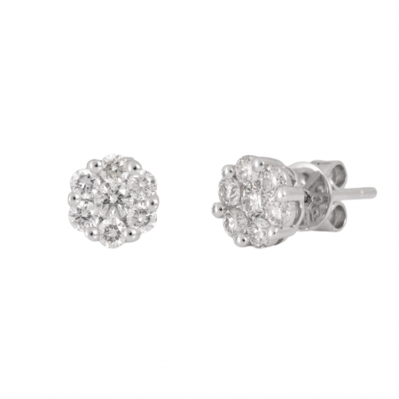 Round diamond cluster stud earrings